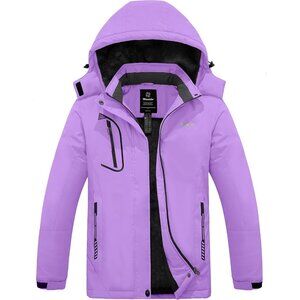 Women's Light Purple Mountain Waterproof Ski Jacket Windproof Rain Jacket  Coat